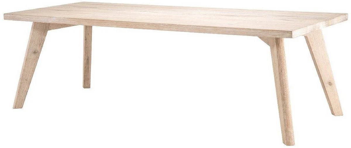 Casa Padrino mesa de comedor de madera maciza de lujo natural 240 x 100 x A. 76 cm - Mesa de cocina rectangular de madera de roble - Muebles de comedor de madera maciza de lujo