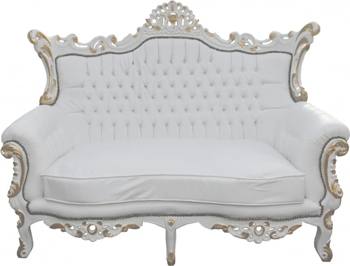 Casa Padrino Baroque 2-seater sofa Master White / Gold Mod2 - living room couch furniture Lounge - Limited Edition