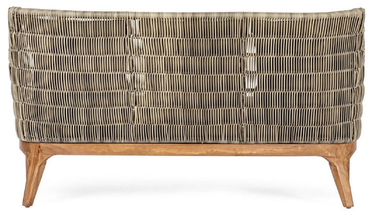 Casa Padrino sofá de jardín de lujo con cojíns gris / natural / marrón 153 x 73 x A. 80,5 cm - Sofá de jardín y terraza resistente a la intemperie - Muebles de Jardín y Terraza