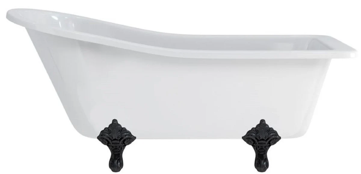 Casa Padrino bañera Art Nouveau de lujo blanco / negro 169 x 73 x A. 77 cm - Bañera acrílica retro independiente - Mueble de baño retro