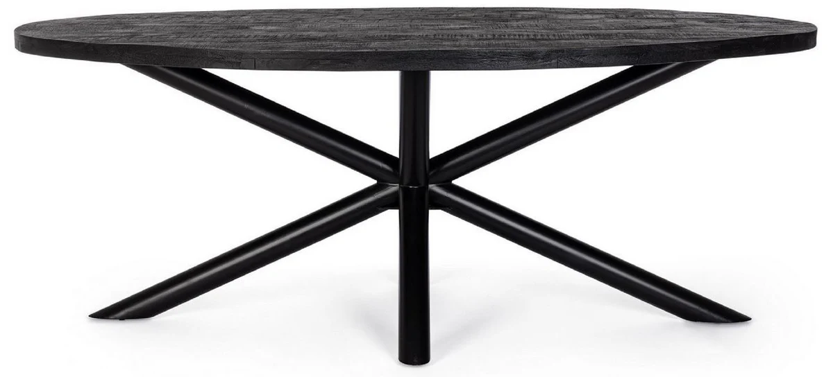 Casa Padrino mesa de comedor de lujo negro 200 x 110 x A. 76 cm - Mesa de cocina ovalada con tablero de madera maciza y patas de acero pintado en polvo - Muebles de comedor - Muebles de lujo