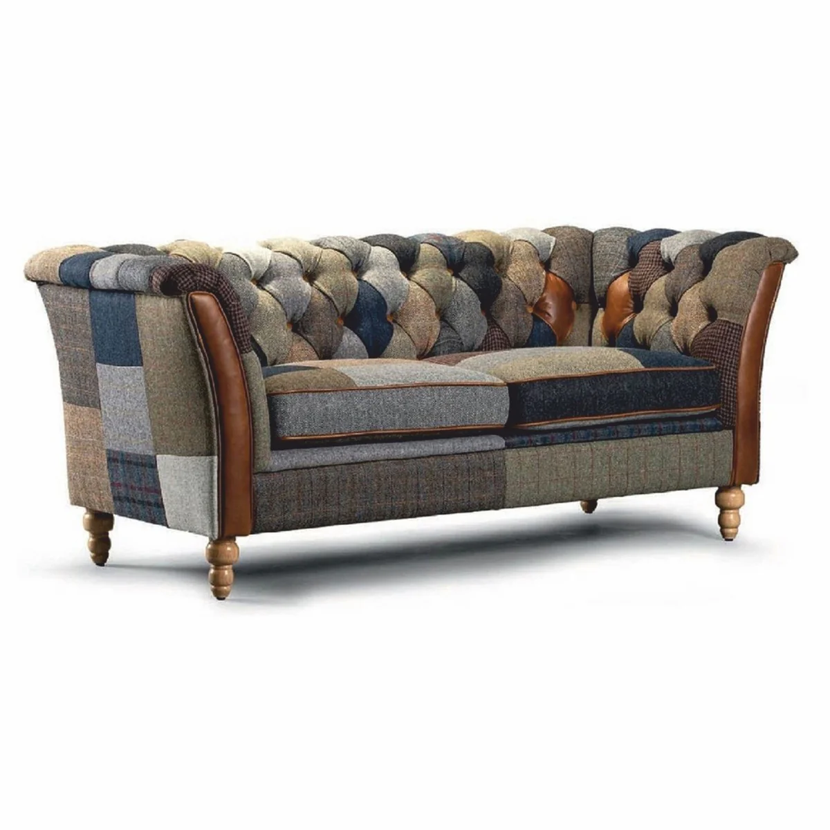 Casa Padrino sof¨¢ Chesterfield de lujo de 2 plazas colorido / marr¨®n 186 cm