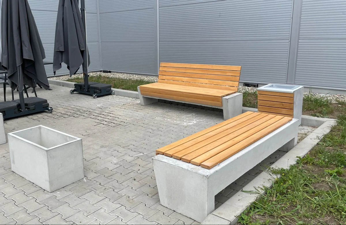 Casa Padrino banco de parque - banco urbano natural / gris 200 cm