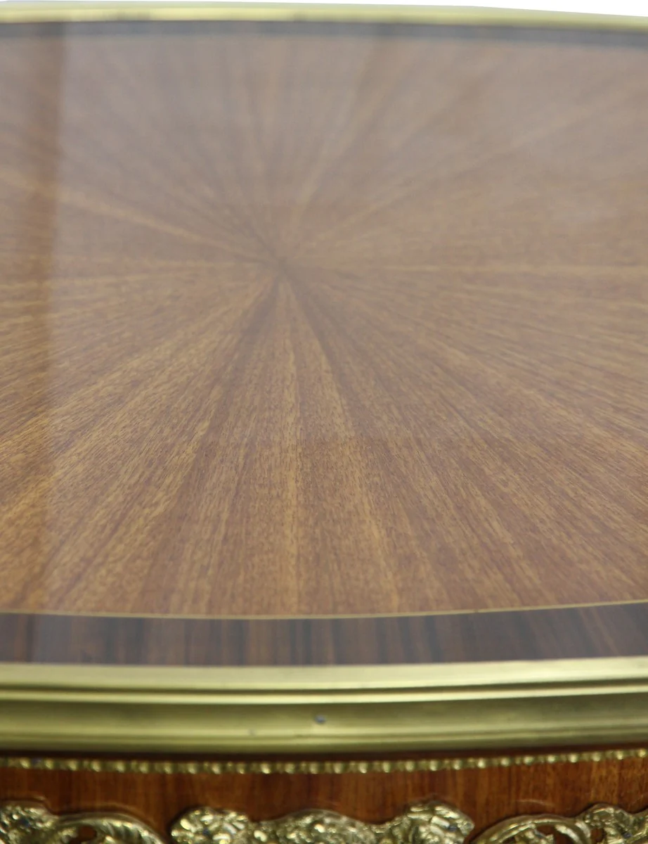 Casa Padrino de lujo con incrustaciones de mesa lateral barroca de caoba con aplicaciones de bronce 90 x 53 x H77 cm