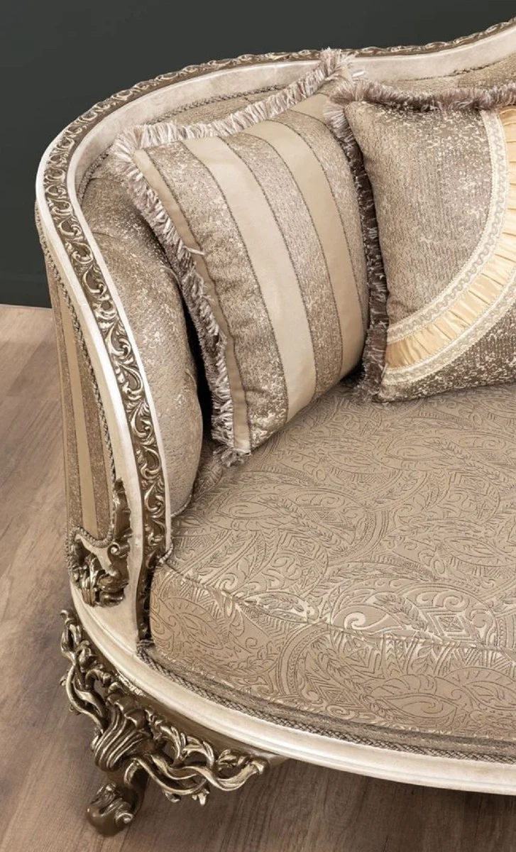 Casa Padrino sof¨¢ barroco de lujo beige / crema / marr¨®n / oro - Magn¨ªfico sof¨¢ de sal¨®n con patr¨®n elegante - Muebles de sal¨®n barrocos