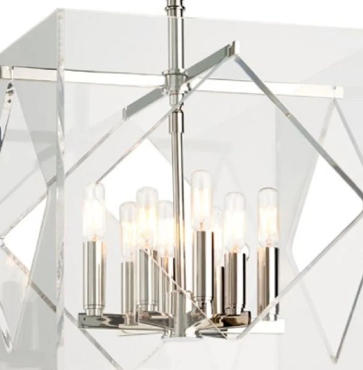 Casa Padrino lámpara colgante de lujo plata 40,7 x 40,7 x H. 54,6 cm - Lámpara Colgante en Forma de Cubo