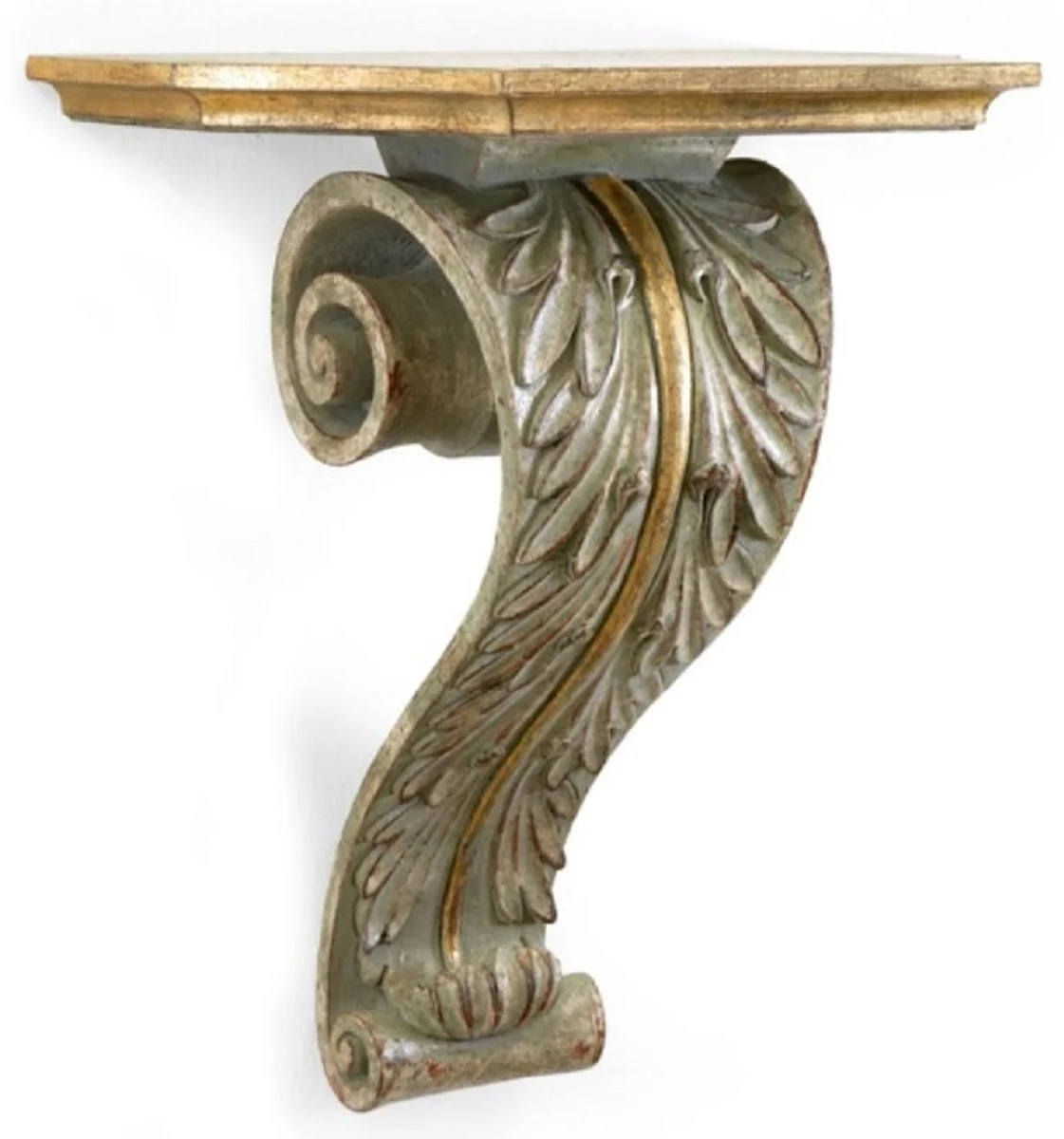 Casa Padrino consola de pared barroco de lujo plata gris antiguo / oro antiguo - Magnífica consola de decoración de pared de madera maciza en estilo barroco - Muebles barrocos - Hecho en Italia