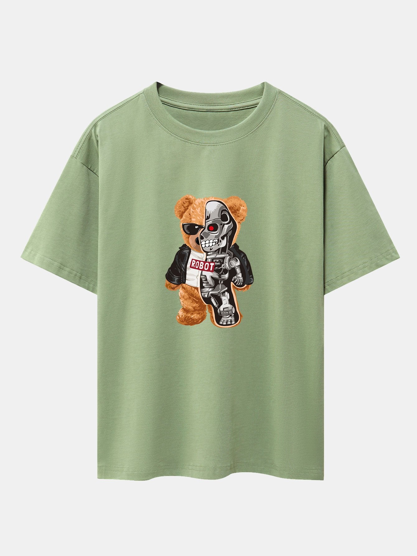 Robot Bear Print Heavy Weight Oversize T-Shirt