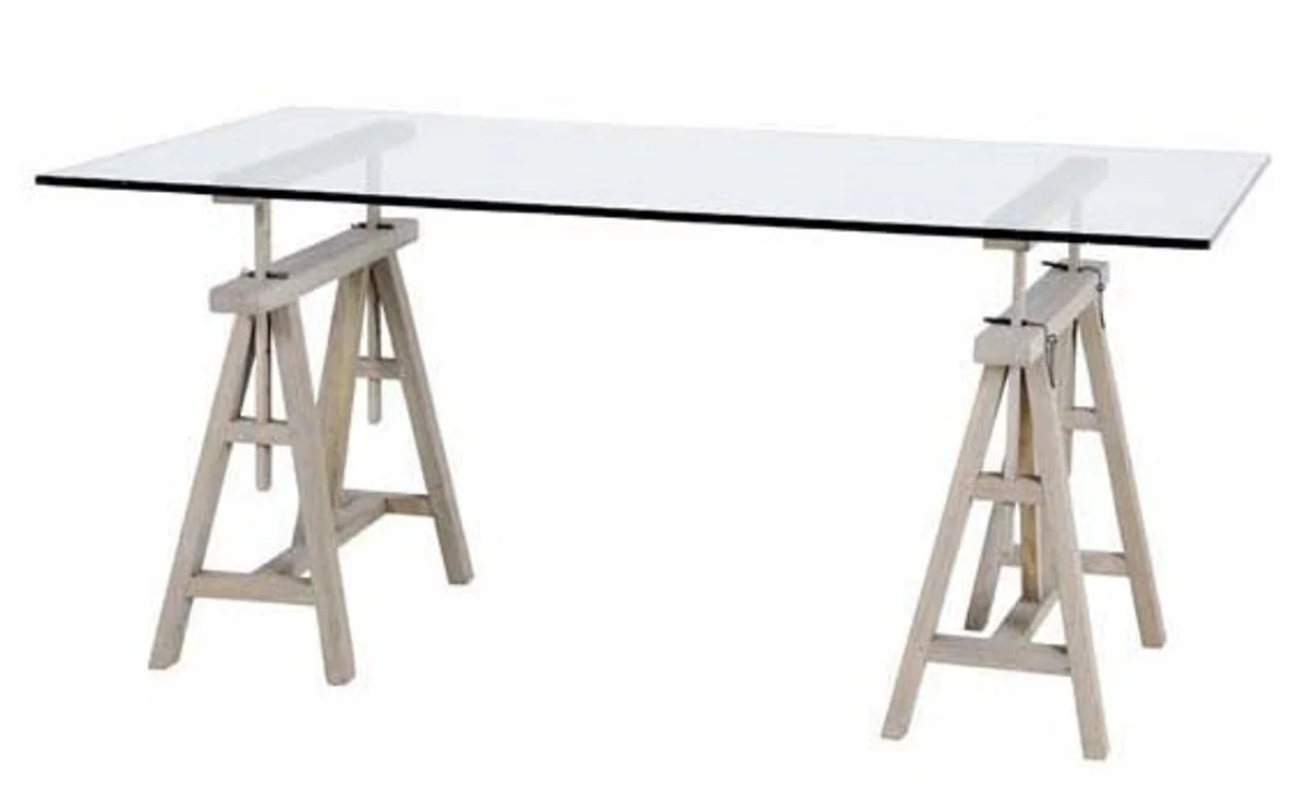 Casa Padrino luxury desk / secretary glass / Rustic oak Architect Art Deco