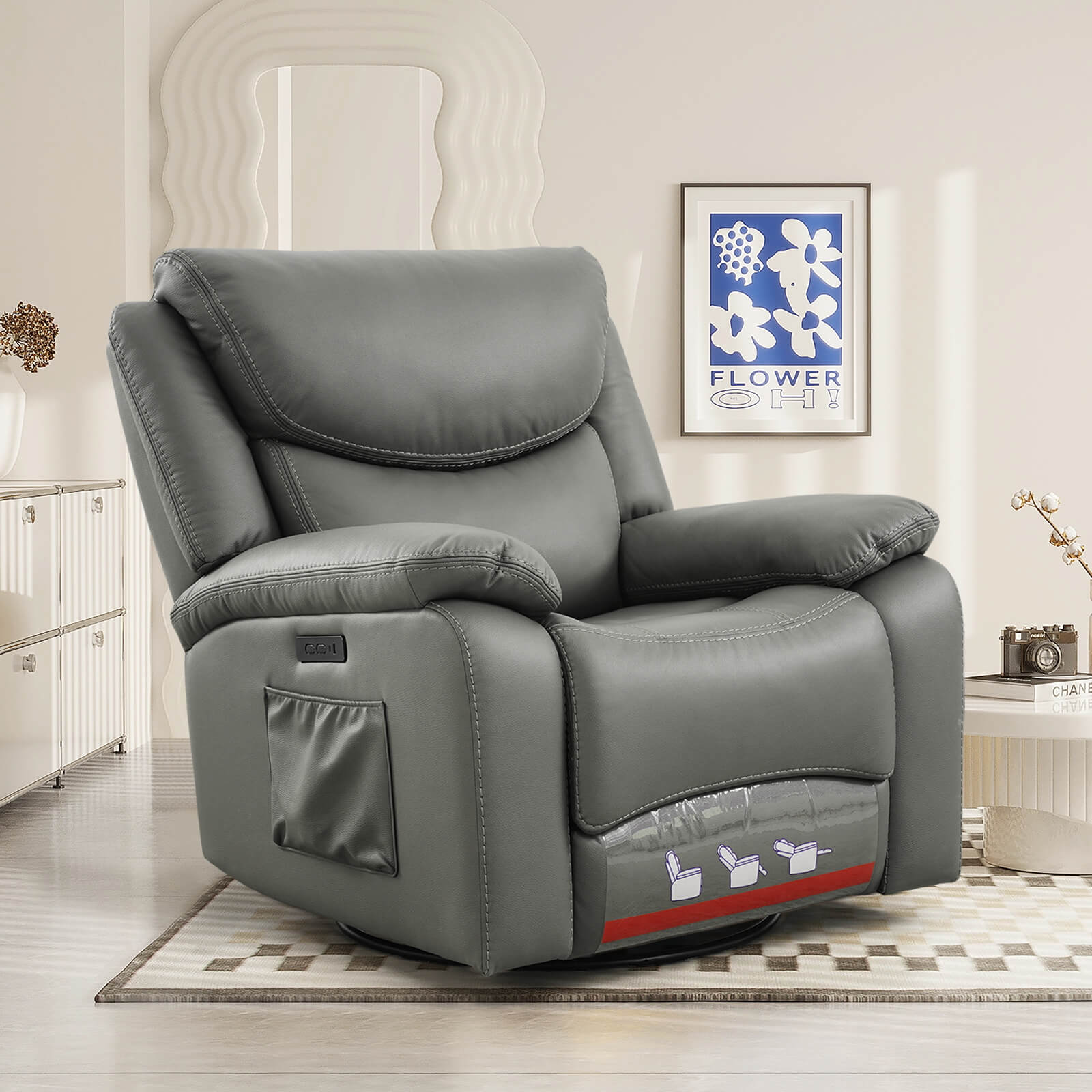 Power Swivel Glider Rocking Recliner Nursery Chair
