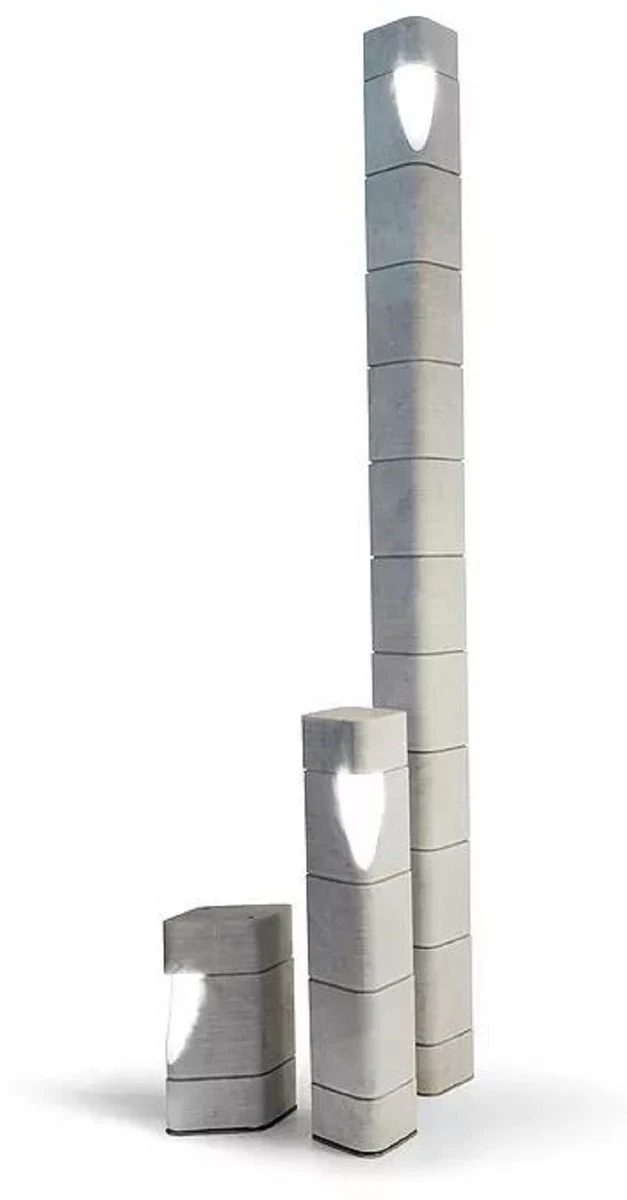 Casa Padrino conjunto de lámparas LED para exteriores de mármol de Carrara de lujo blanco - Luces de jardín resistentes a la intemperie - Iluminación de jardín y terraza - Colección de Hoteles de Lujo