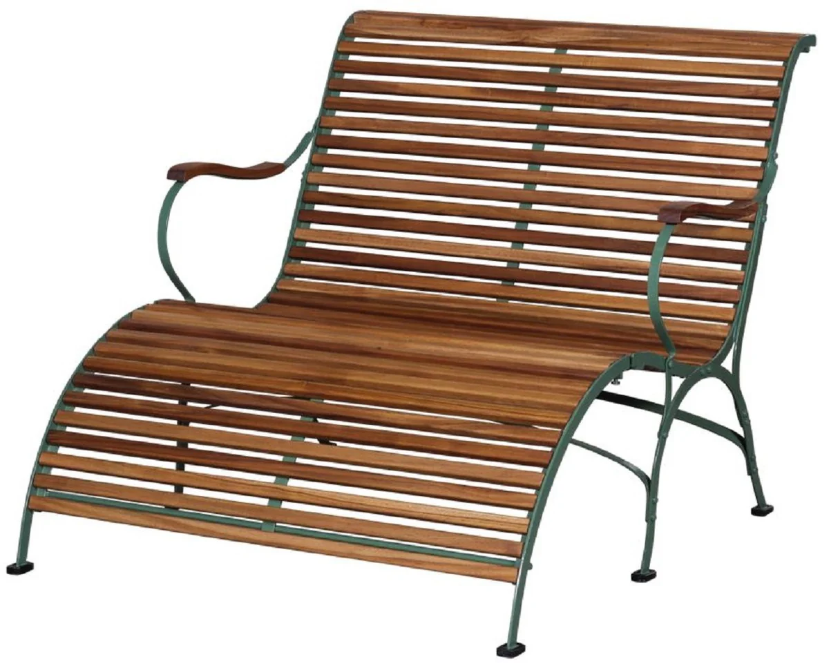 Casa Padrino banco de jardín Art Nouveau de lujo marrón / verde 107 x 150 x A. 91 cm - Banco de jardín y terraza con reposabrazos y reposapiés - Muebles de Jardín y Terraza Art Nouveau