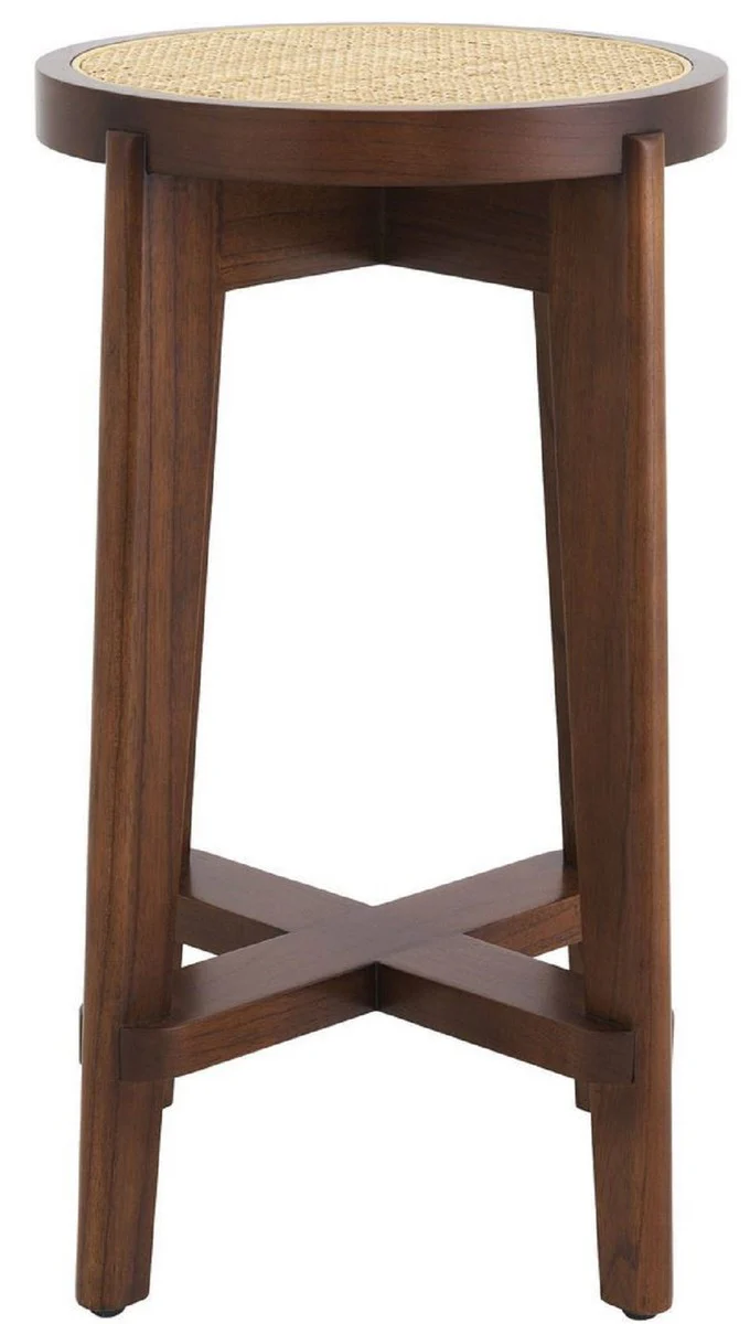 Casa Padrino taburete de bar de lujo marr¨®n / natural ? 44 x A. 67 cm - Taburete redondo de madera maciza - Muebles de Bar