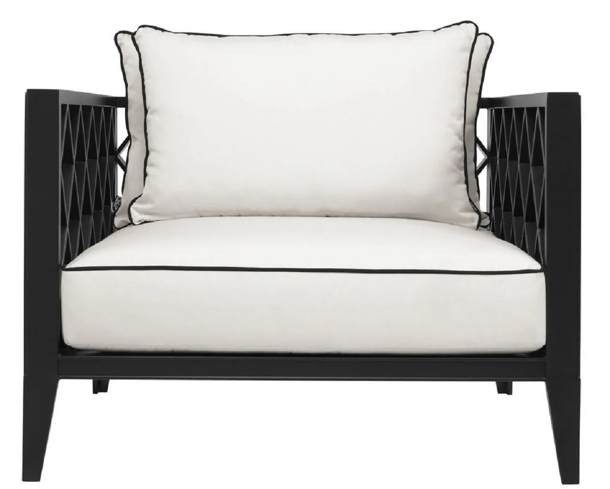 Casa Padrino sill¨®n de lujo con cojines negro mate / blanco 96,5 x 93,5 x H. 68,5 cm - Muebles de Sal¨®n