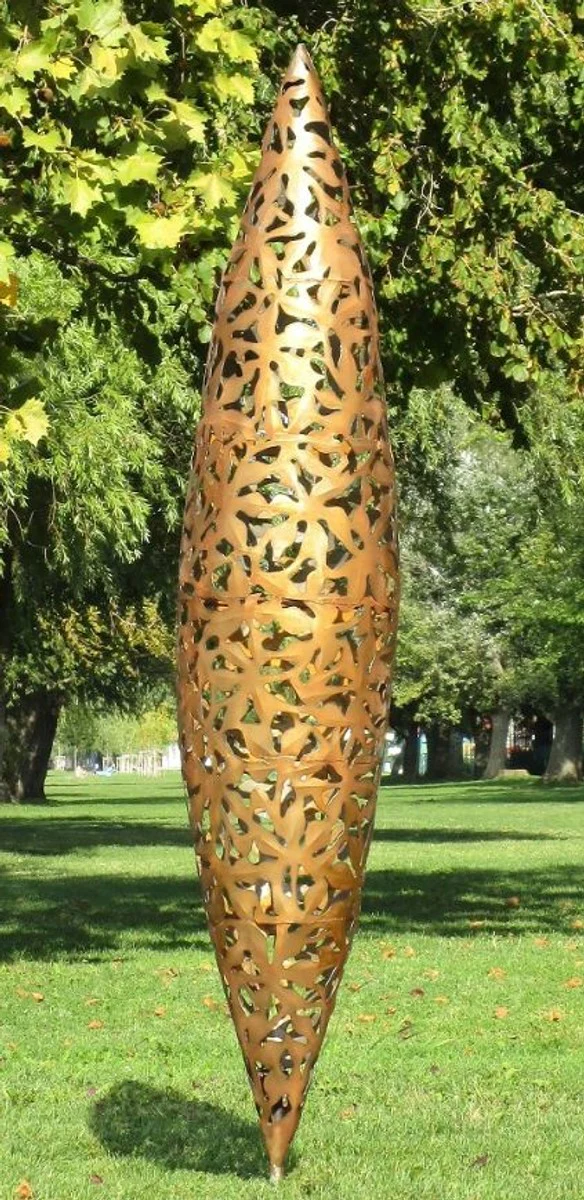 Casa Padrino escultura de jardín de diseñador cono óxido Ø 40 x A. 200 cm - Figura de Jardín Hecha a Mano - Decoración de Jardín de Lujo
