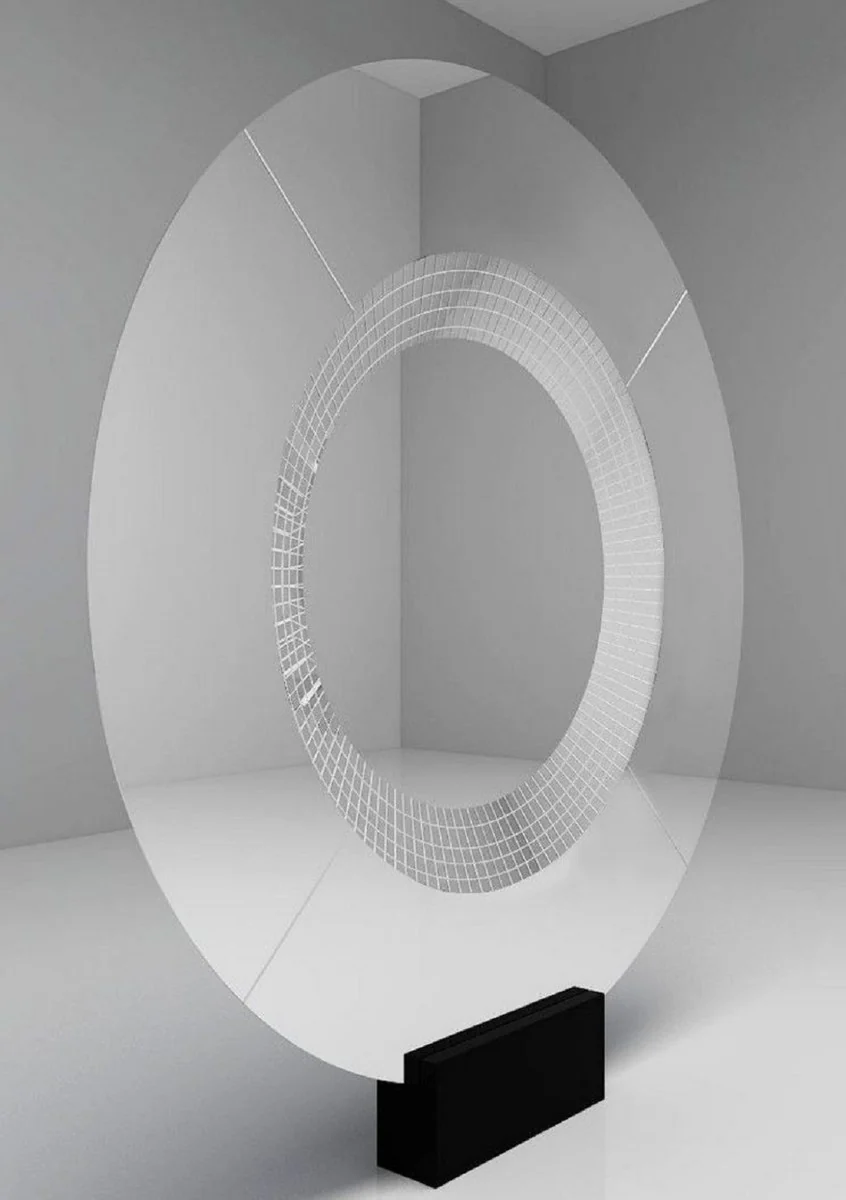 Casa Padrino espejo de pie de lujo Negro 250 x 19 x A. 268 cm - Espejo redondo enorme - Espejo de Hotel - Colecci¨®n de Lujo