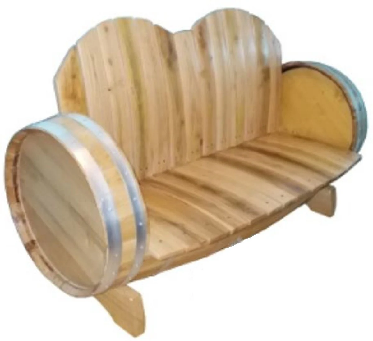 Casa Padrino sof¨¢ de barril de lujo natural / plata 160 x 65 x A. 98 cm - Sof¨¢ barril de vino de madera maciza hecho a mano - Muebles de Terrazas de Jard¨ªn de Gastronom¨ªa