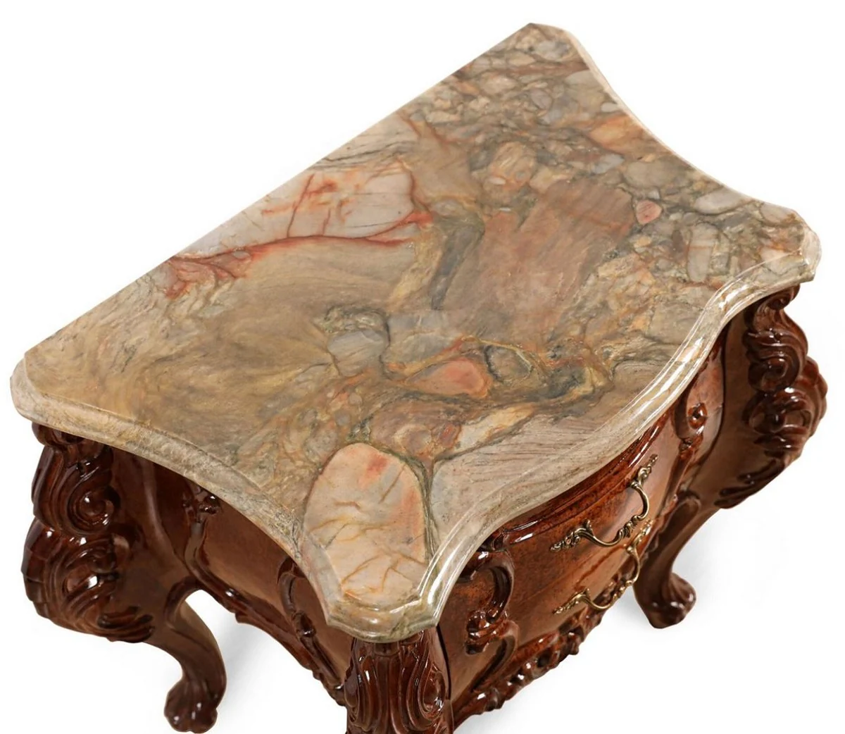 Casa Padrino mesita de noche barroco de lujo marrón / beige 74 cm - Muebles de dormitorio de estilo barroco