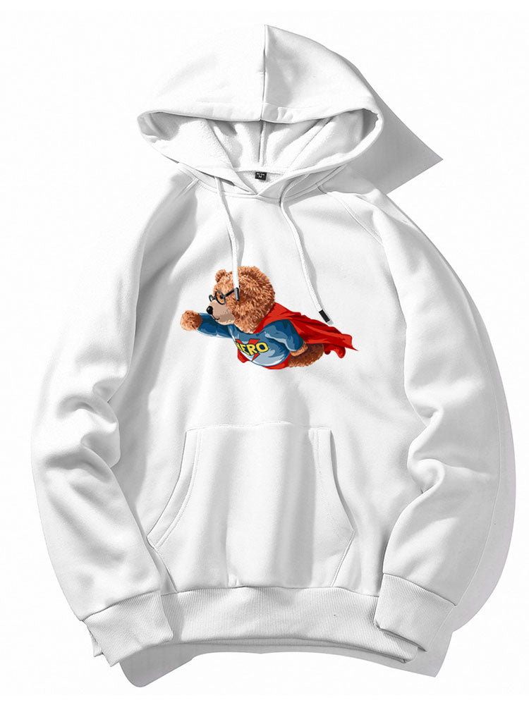 Superhero Bear Print Hoodie