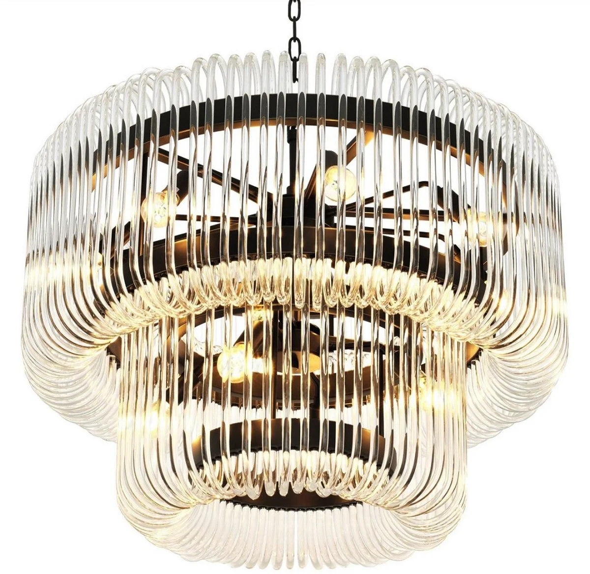 Casa Padrino araña de lujo bronce / vidrio transparente Ø 80 x H. 70 cm - Araña de Salón Redonda