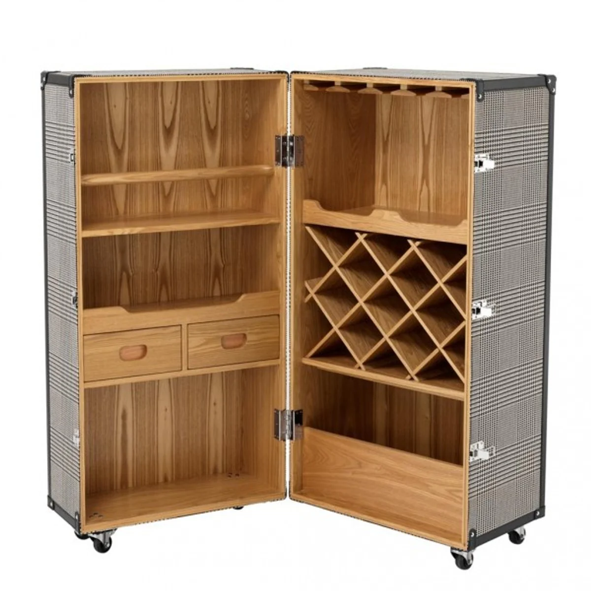 Casa Padrino luxury bar cabinet in vintage suitcase design black / white - chest of drawers - Art Deco baroque art nouveau wardrobe - luxury hotel bar trolley