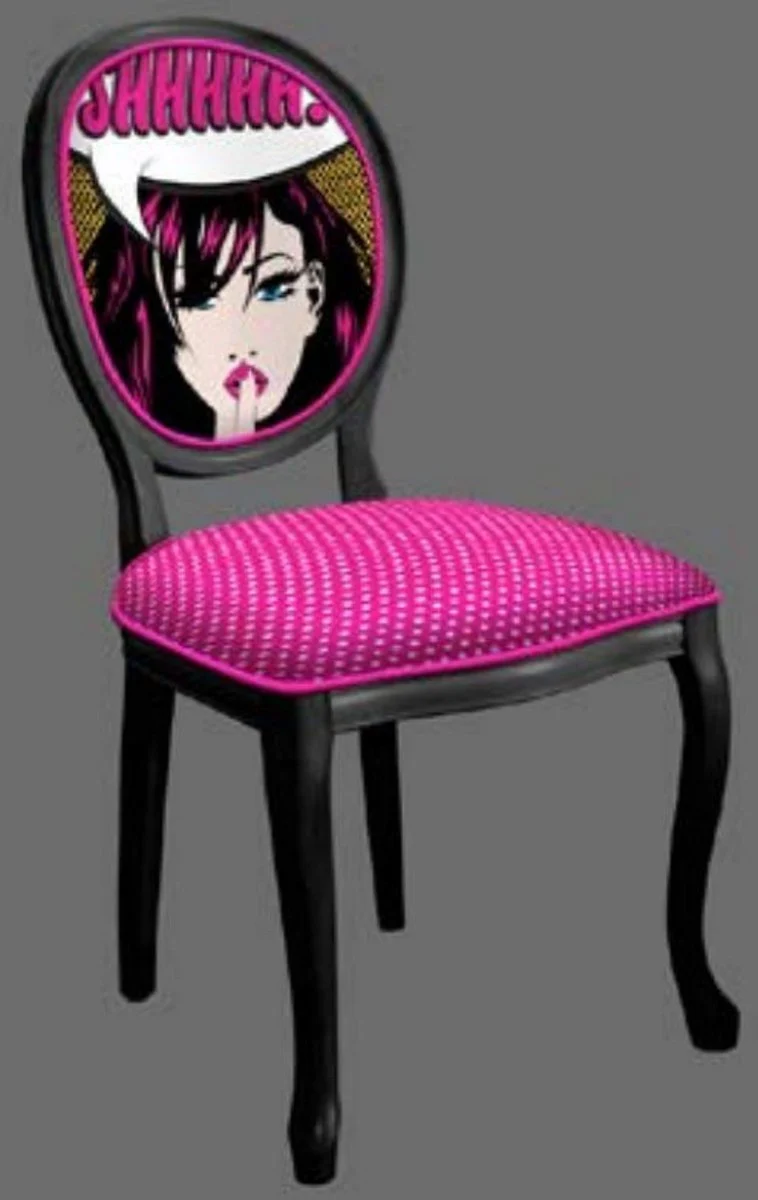 Casa Padrino conjunto de sillas de comedor barroco p¨²rpura / multicolor / negro - 6 Sillas de cocina hecho a mano en estilo barroco - Muebles de comedor barrocos