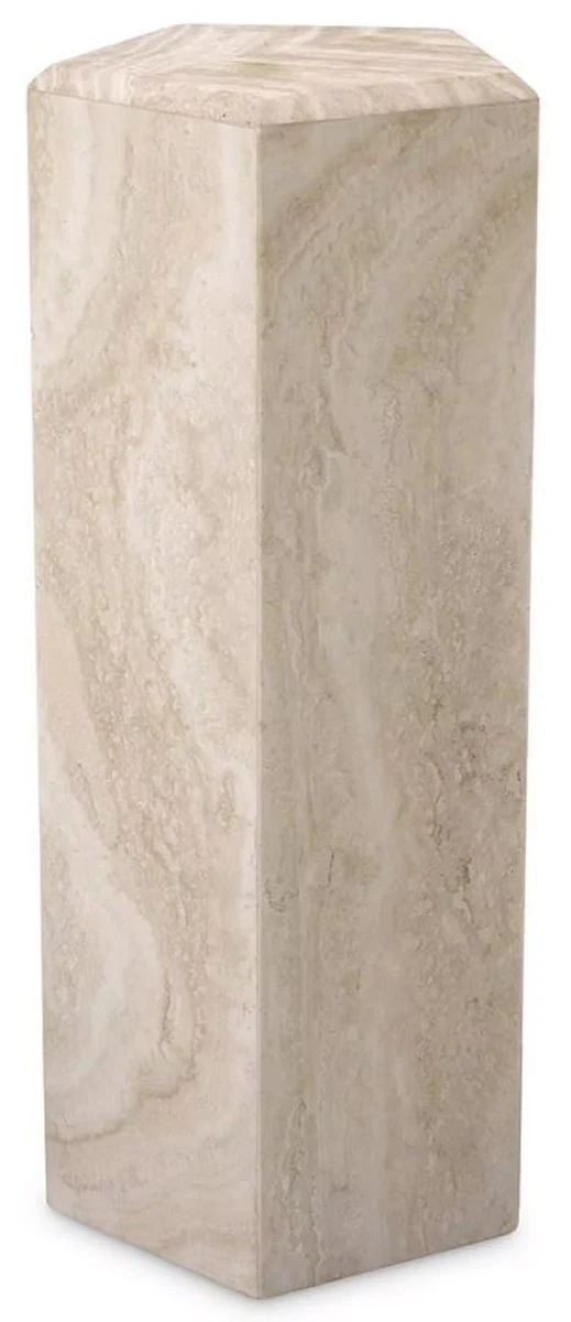 Casa Padrino columna decorativa de lujo 31 x 31 x A. 79,5 cm - Columna piedra natural travertino de 5 lados - Columna planta - Columna decorativa salón - Columna decorativa hotel - Muebles de lujo