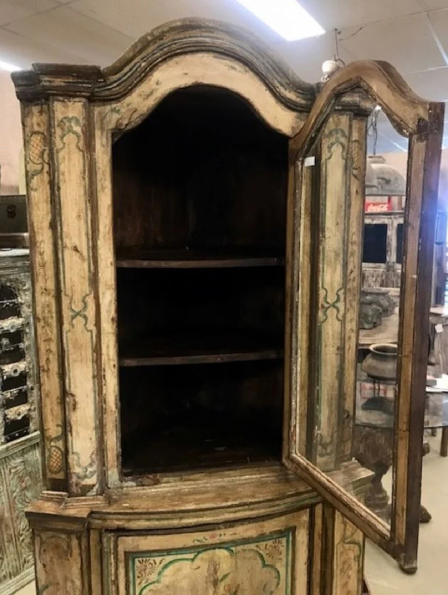 Casa Padrino armario de esquina de estilo campestre vintage natural / multicolor 95 x 65 x A. 200 cm - Armario de madera maciza con 2 puertas - Armario de cocina - Muebles de estilo campestre