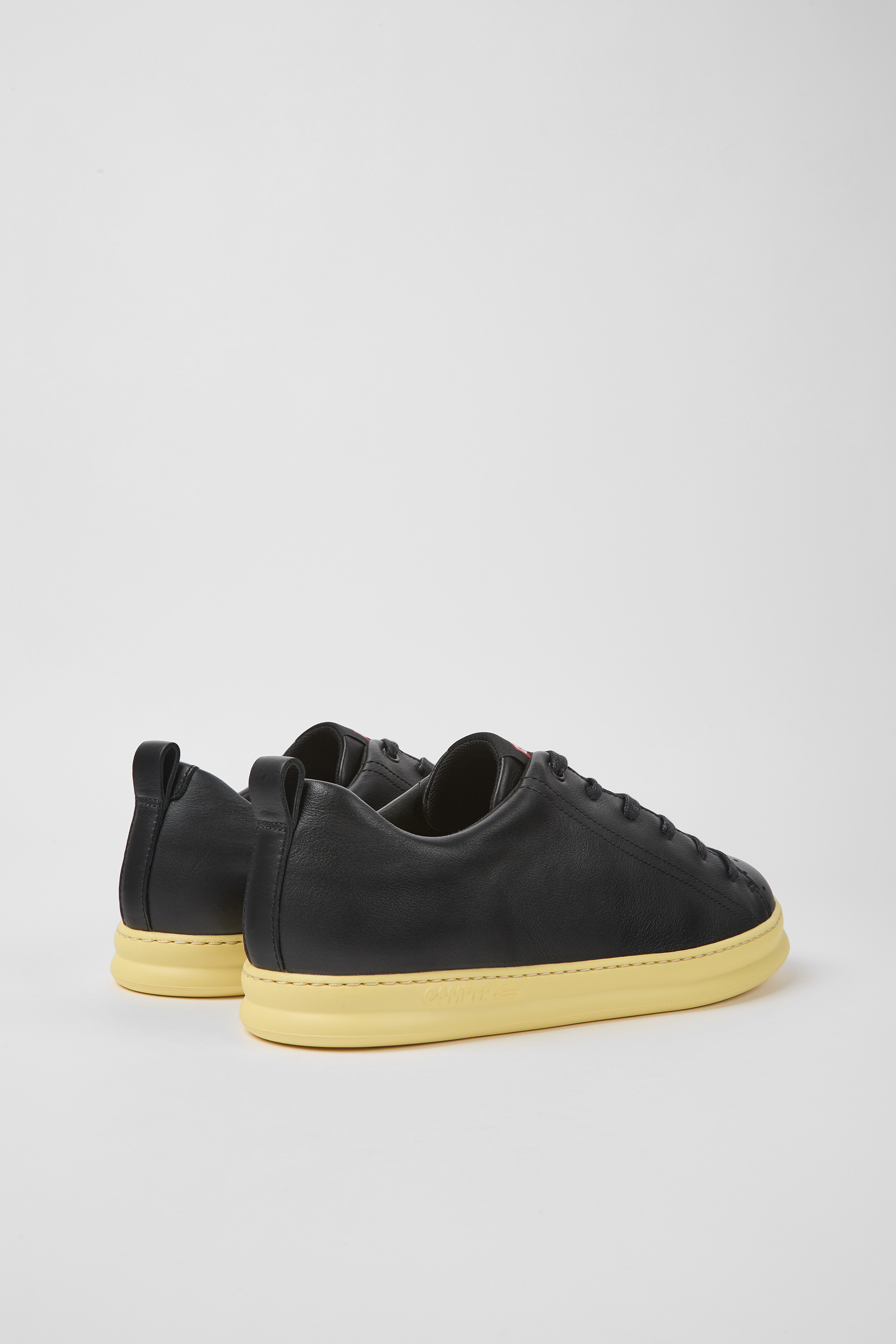 Runner - Black and yellow leather sneakers for men