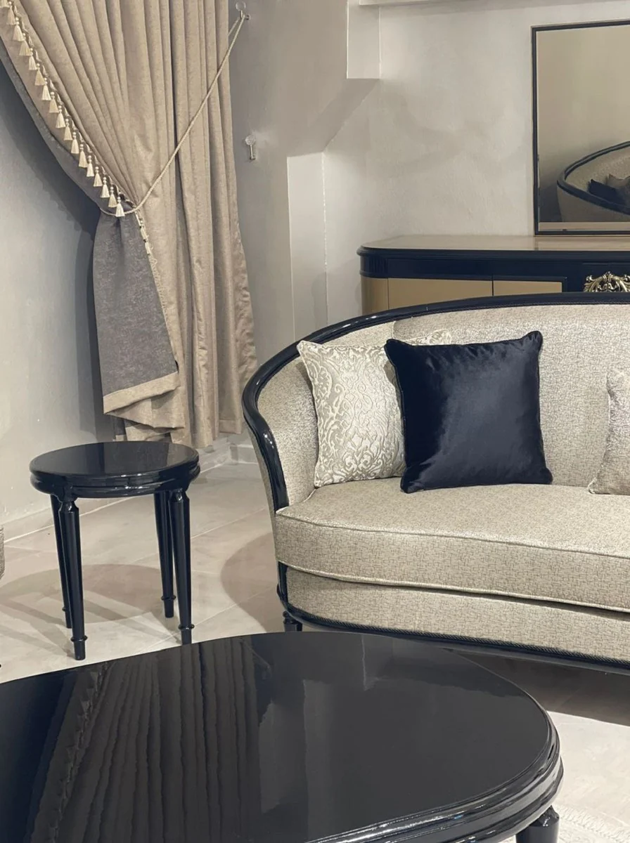 Casa Padrino mesa de centro barroco de lujo negro - Mesa de sal¨®n ovalada de estilo barroco - Muebles de sal¨®n de lujo en estilo barroco - Muebles barrocos - Noble y Magn¨ªfico