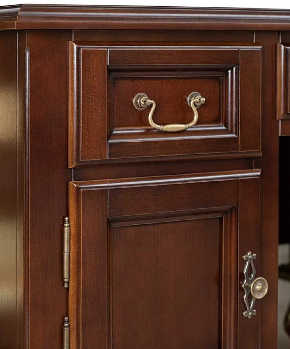 Casa Padrino escritorio art nouveau de lujo marr¨®n oscuro 160 x 79 x A. 80 cm - Mesa de oficina de madera maciza con 3 cajones y 2 puertas - Muebles de Oficina de Madera Maciza Art Nouveau