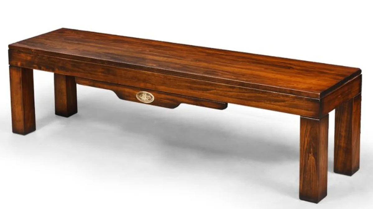 Casa Padrino Banco de Estilo Vintage de Lujo Marr¨®n 158 x 38 x A. 44,5 cm - Banco de Madera Maciza - Muebles de Estilo Vintage - Muebles de Madera Maciza - Mueble Bar - Muebles de Lujo