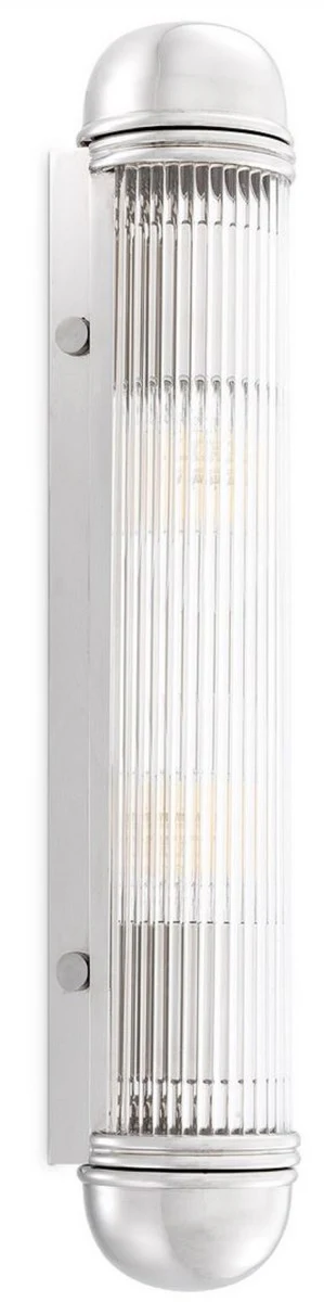 Casa Padrino lámpara de pared de lujo plata 7 x 7.5 x A. 40 cm - Elegante aplique de metal con pantalla de vidrio - Lámparas de Lujo