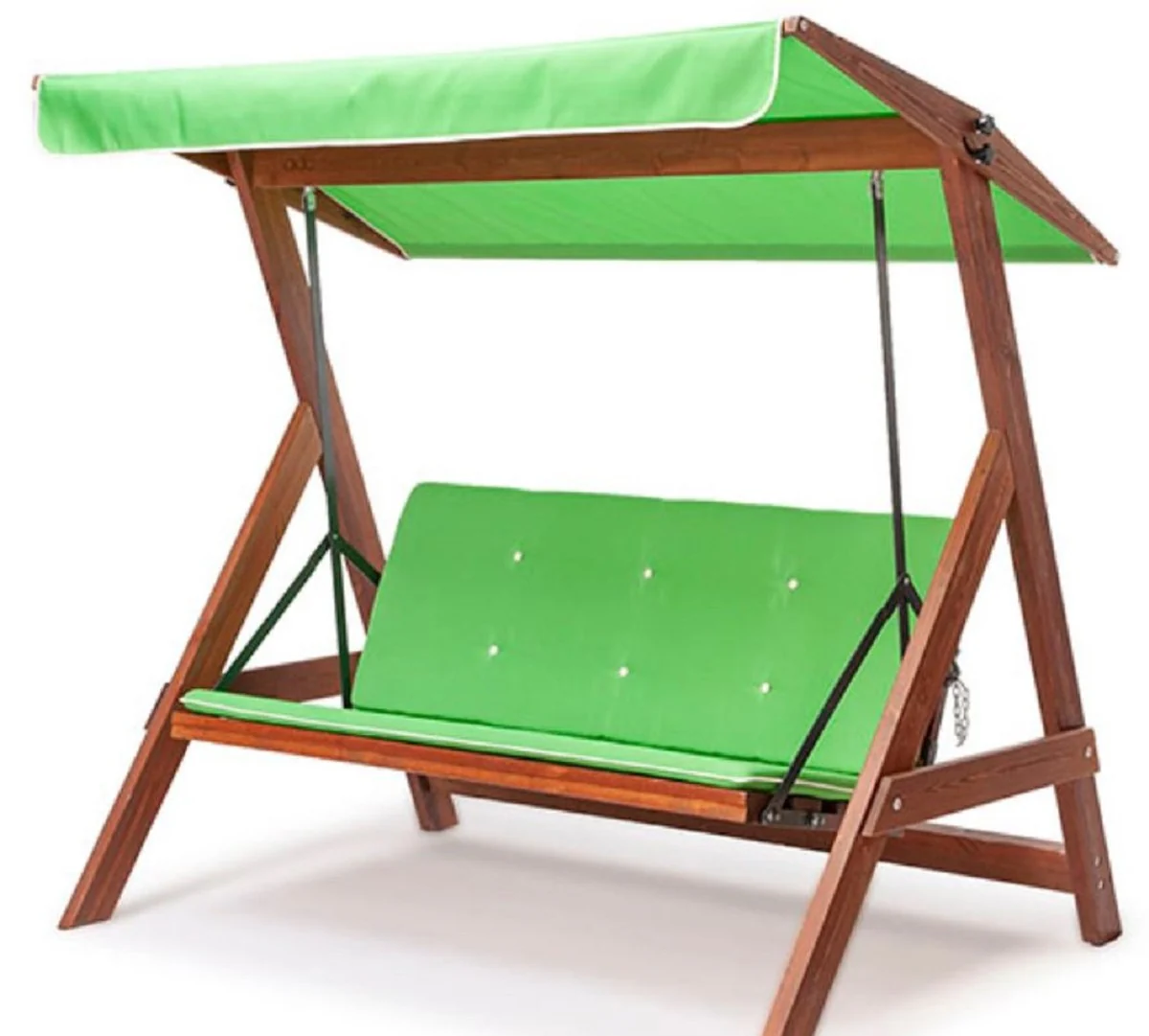 Casa Padrino columpio de Hollywood de lujo verde claro / marr¨®n - Columpio de jard¨ªn de madera maciza con techo corredizo - Muebles de jard¨ªn - Muebles de exterior - Muebles de lujo