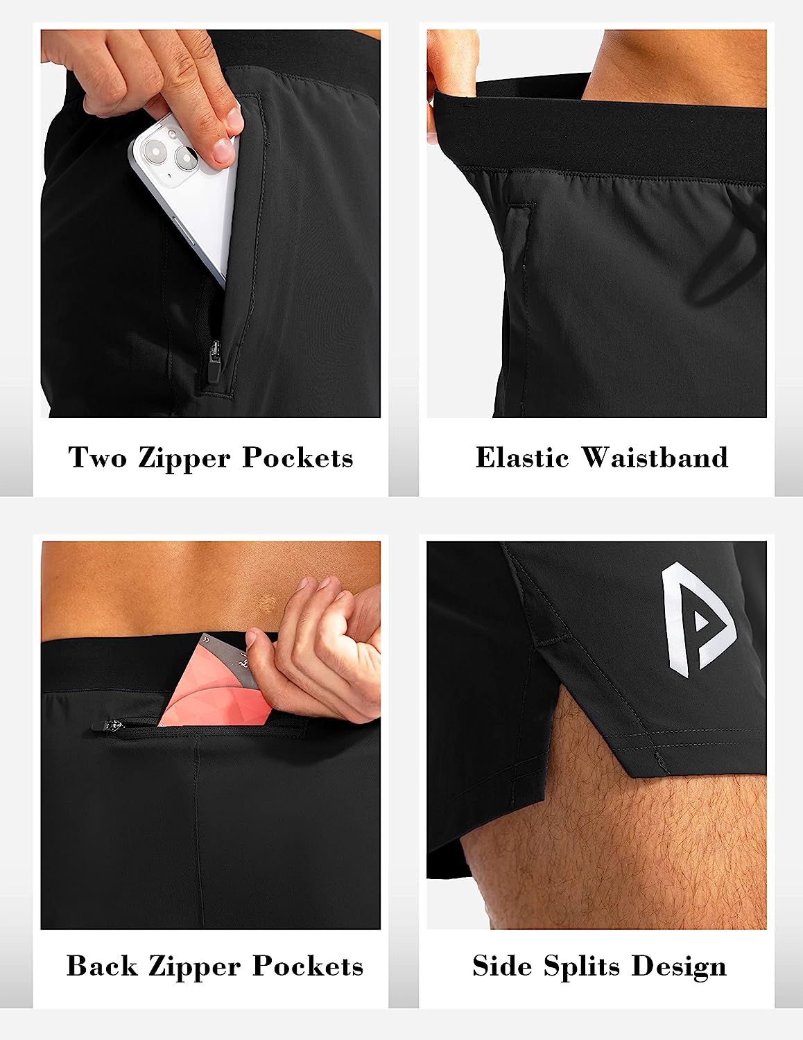 Men's Workout Running Shorts 5 Inch Lightweight Quick Dry Soccer Gym Athletic Shorts for Men with 3 Pockets