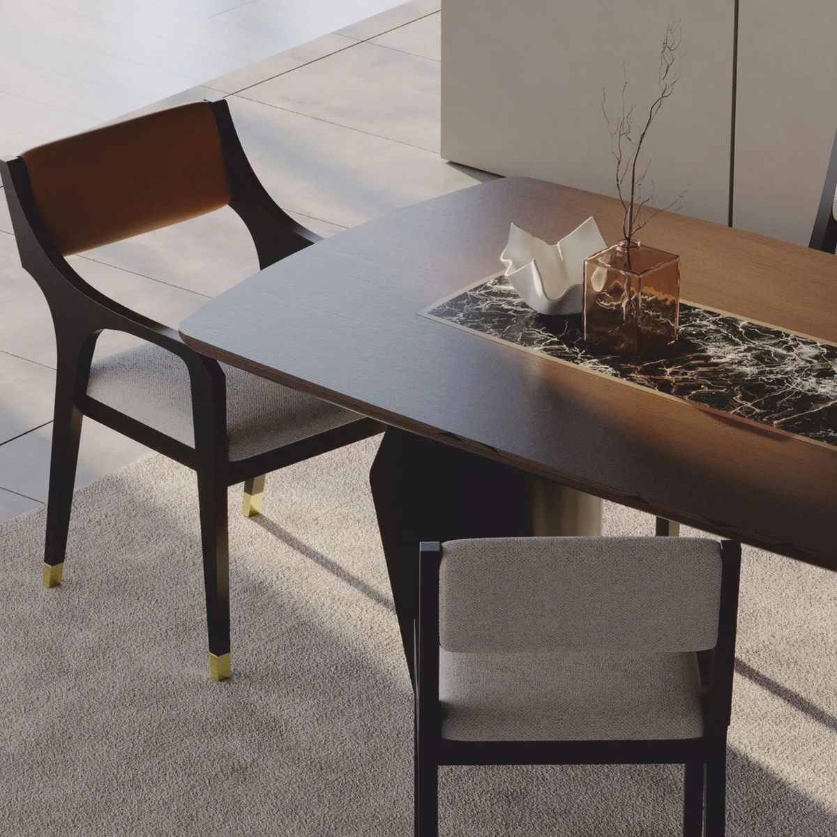 Casa Padrino conjunto de comedor de lujo - 1 mesa y 6 sillas - Muebles para hoteles y comedores