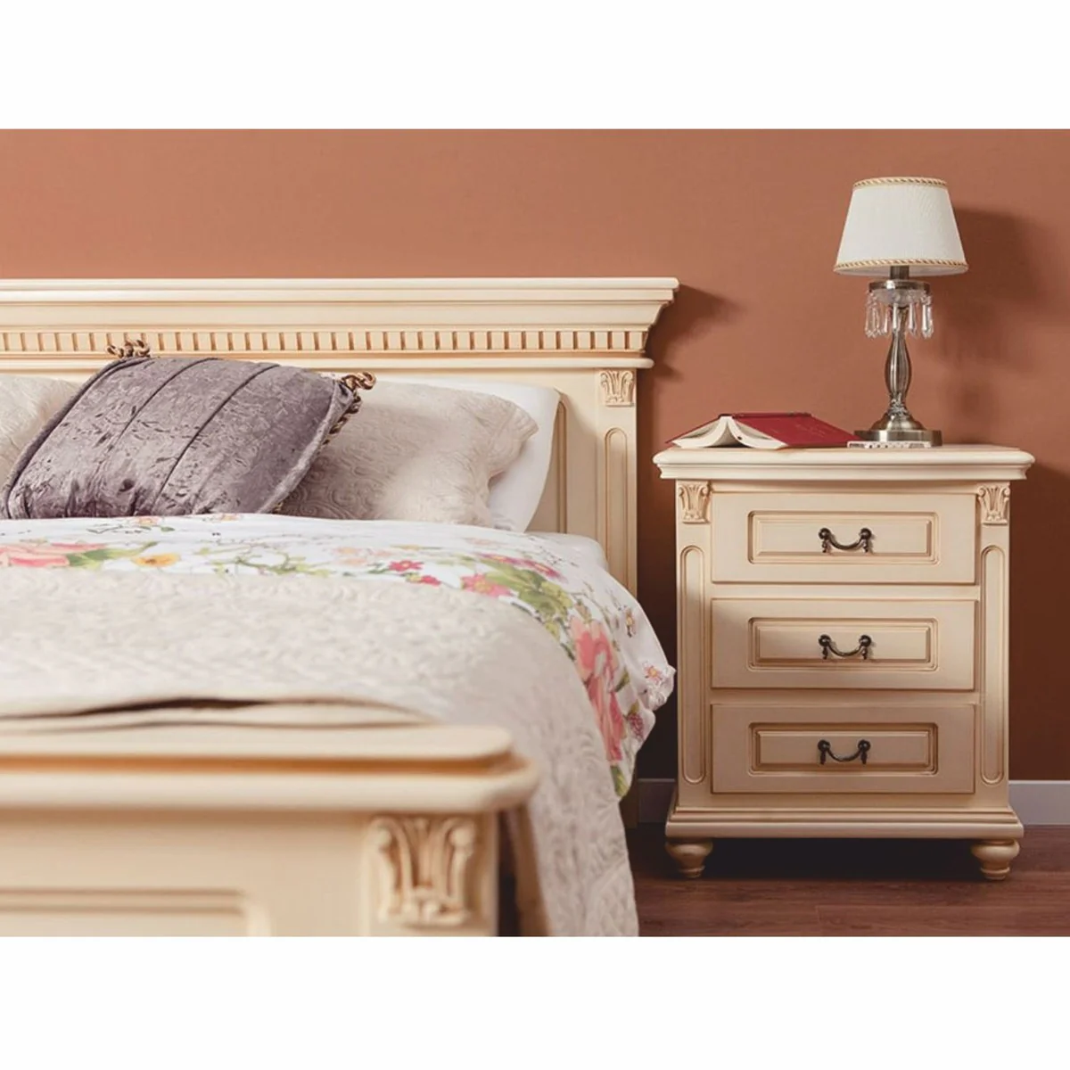 Casa Padrino mesita de noche barroco de lujo con 3 cajones crema Al. 70 cm - Muebles barrocos