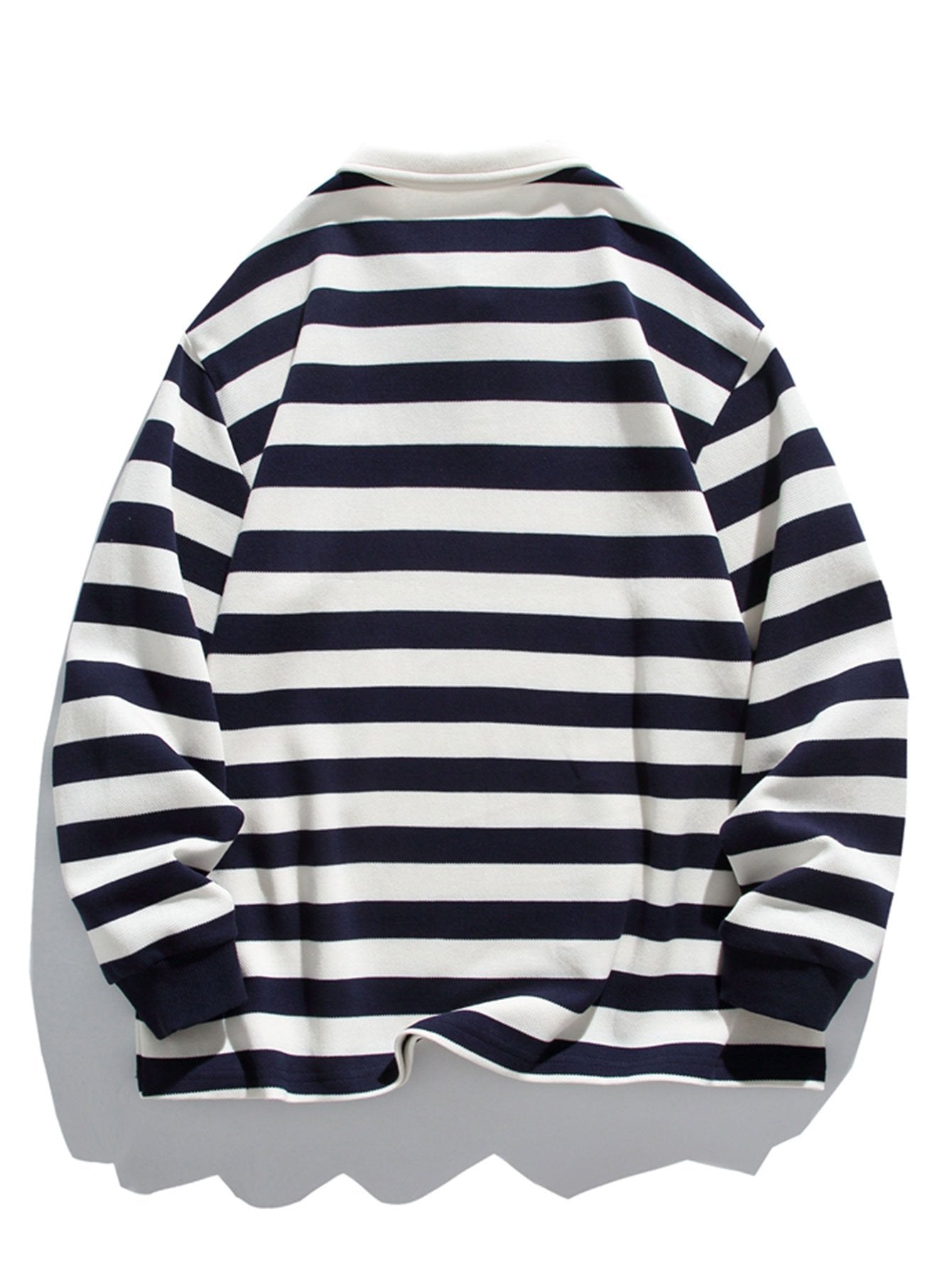 Relax Fit Waffle Striped Polo Sweatshirt