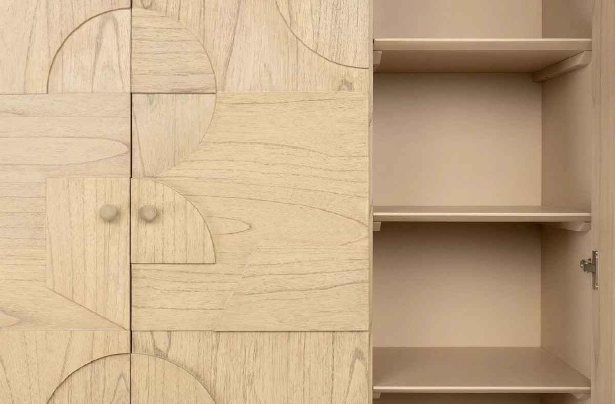 Casa Padrino armario de dise?o de lujo natural 130 x 45 x A. 190 cm - Armario estanter¨ªa de madera maciza con 3 puertas - Armario de dormitorio - Armario de sal¨®n - Armario de oficina