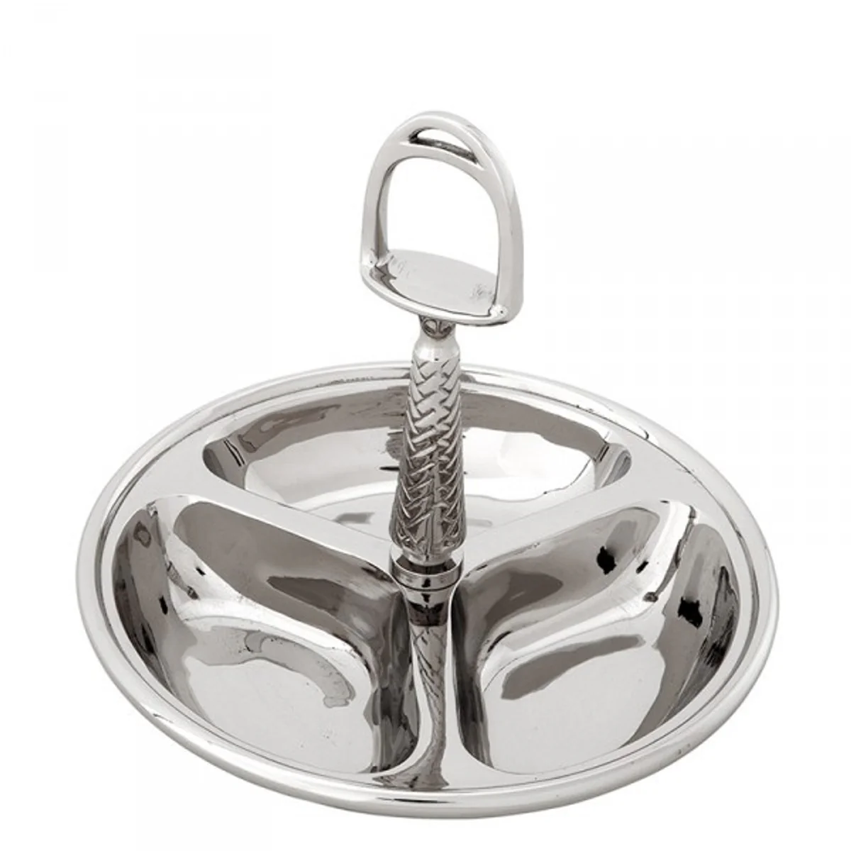 Noble 3-er shell made of nickel-plated metal H 20 cm, D 22.5 cm luxury quality - beautiful bowl for nuts salt or sugar cookies