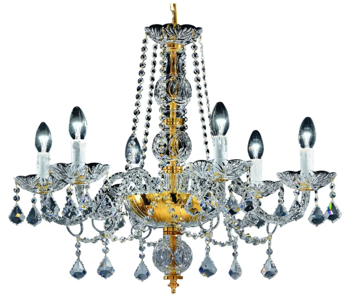 Casa Padrino araña de cristal barroca oro Ø 65 x H. 58 cm - Noble y Suntuosa