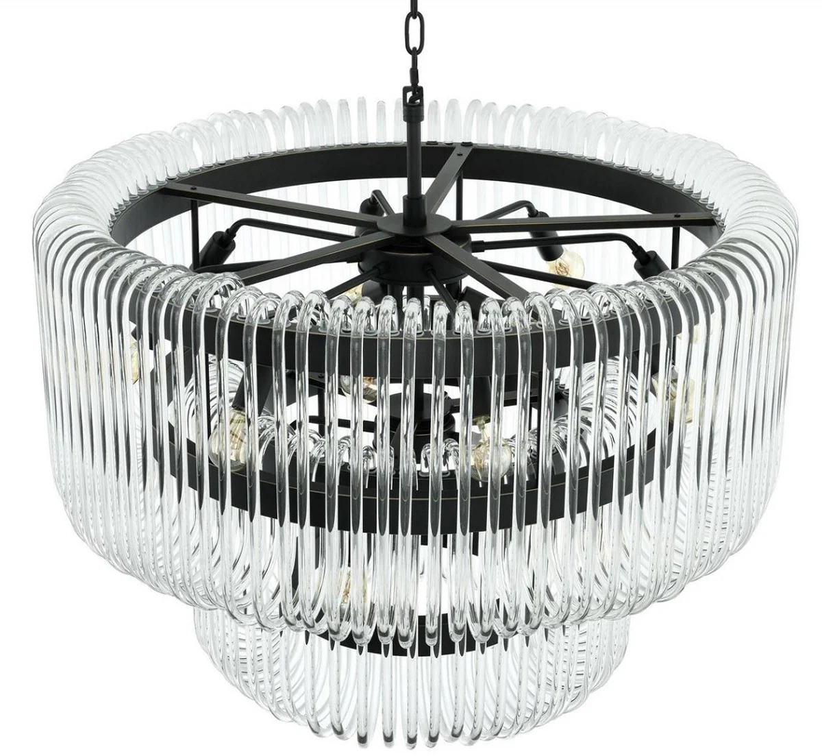 Casa Padrino araña de lujo bronce / vidrio transparente Ø 80 x H. 70 cm - Araña de Salón Redonda