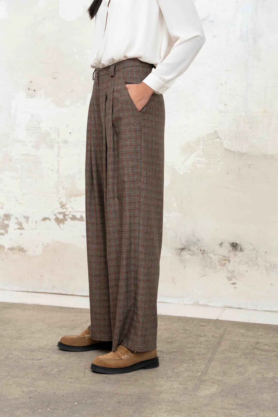 Rivera-spain Pantalón Aretha cuadros escoceses marrón