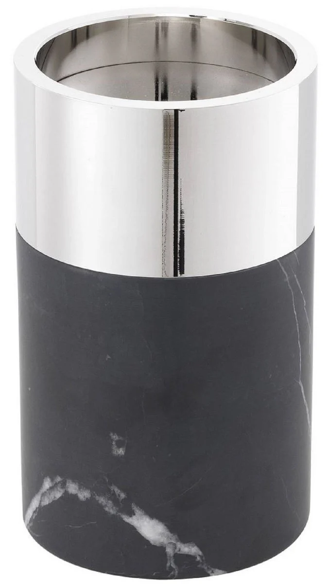 Casa Padrino Conjunto de Candelabros de Lujo Negro / Plata - 3 Candelabros Redondos de Mármol - Calidad de Lujo - Accesorios Decorativos