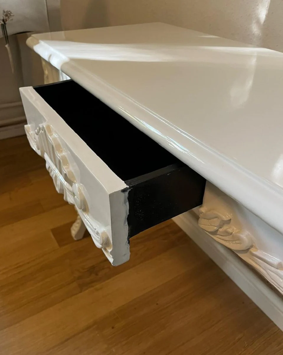 Casa Padrino consola barroco blanco - Mesa consola hecha a mano con caj¨®n - Muebles de madera maciza en estilo barroco - Muebles barrocos - Noble y Magn¨ªfico