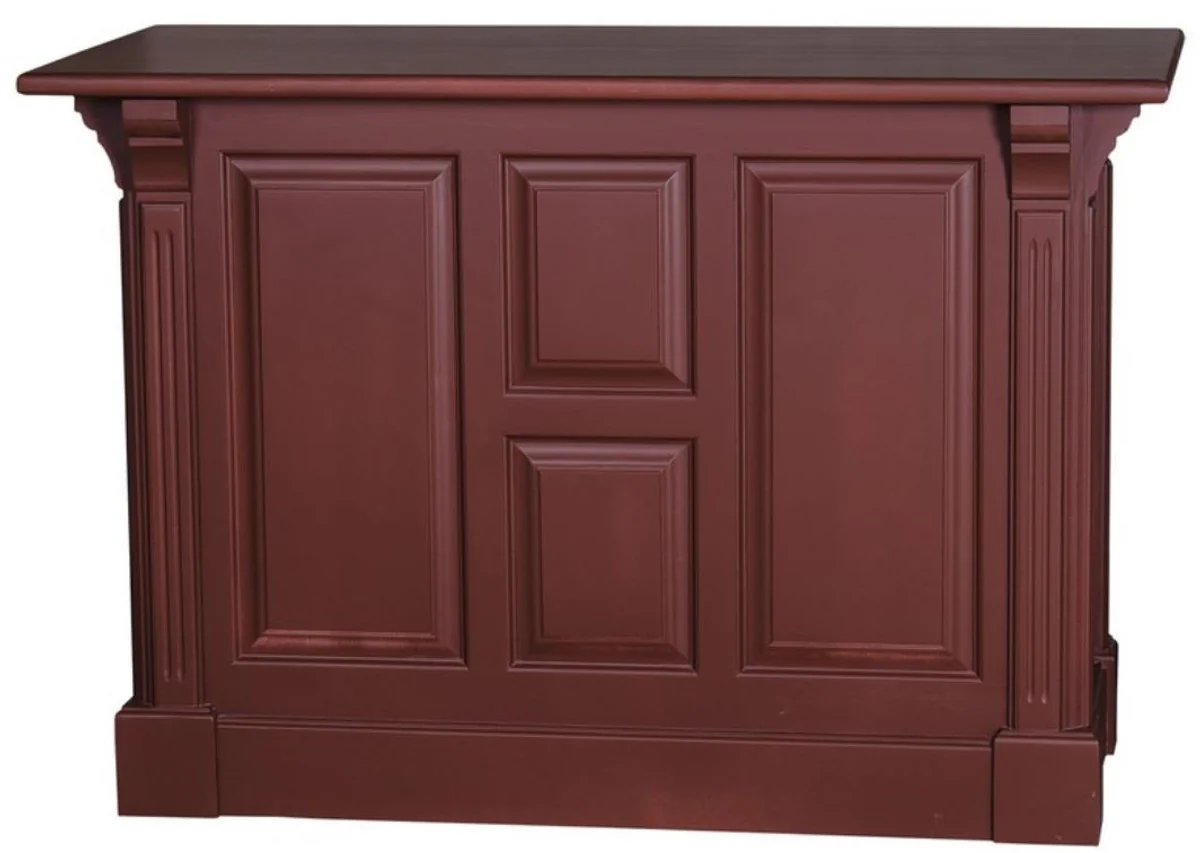 Casa Padrino barra de bar de estilo country rojo burdeos 140 x 68 x H. 95 cm - Barra de Bar de Madera Maciza con Puerta y 2 Cajones - Muebles de Estilo Country