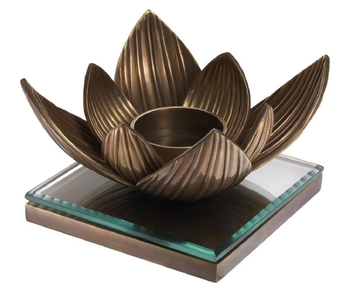 Casa Padrino titular de candelita de lujo latón vintage 16 x 16 x H. 10,5 cm - Accesorios Deco