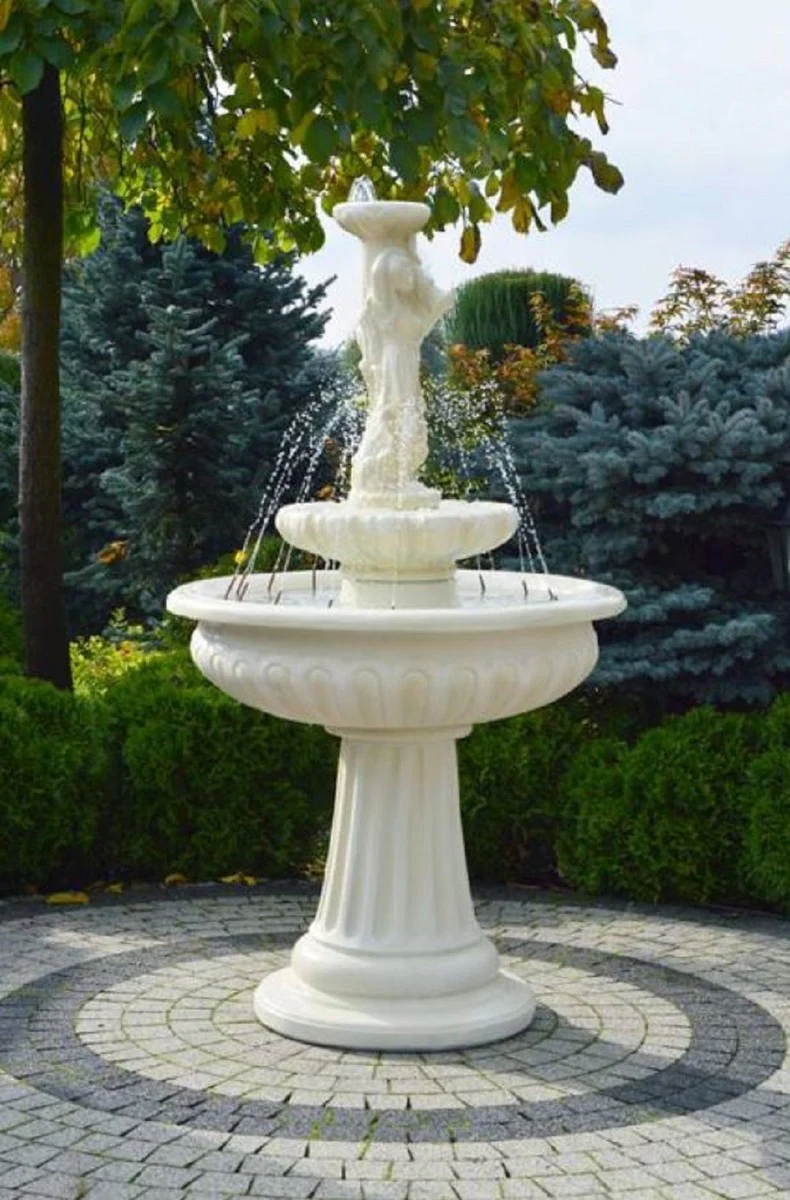 Casa Padrino fuente Art Nouveau dama blanco Ø 94 x A. 164 cm - Magnífica Fuente de Jardín - Fuente de Decoración de Jardín - Accesorios de Decoración de Jardín Barroco y Art Nouveau