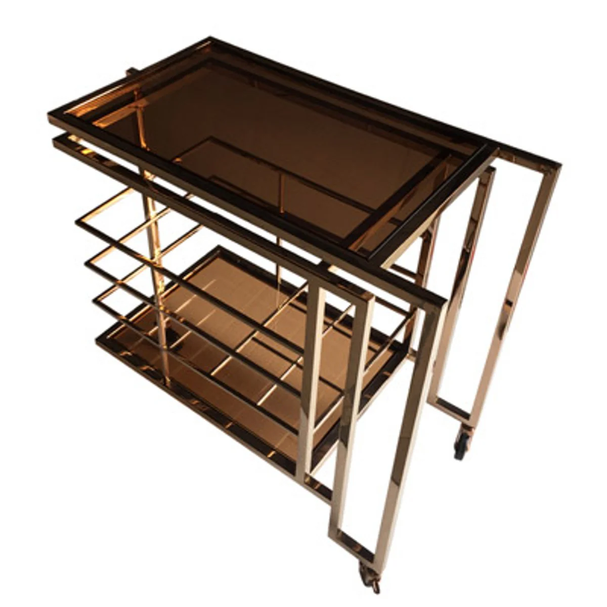 Casa Padrino Bar Trolley Carretilla para servir Acero inoxidable / Cristal ahumado 77 x 42 x H. 77.5 cm - Muebles para hoteles y restaurantes