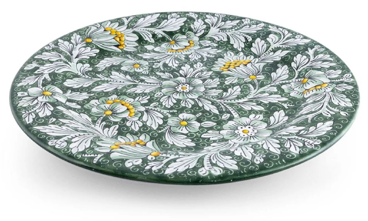 Casa Padrino conjunto de 6 platos de cerámica de lujo verde Ø 32 cm - Hecho en Italia